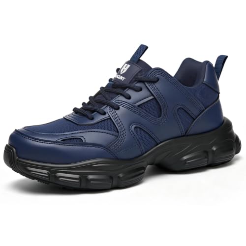 Steel Toe Shoes for Men Women, Navy Blue Work Shoes, Men 11 / Women 12.5