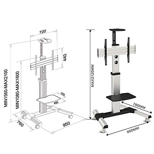 Soporte móvil para TV con ruedas ajustable para pantallas 32-65 pulgadas miniatura 2
