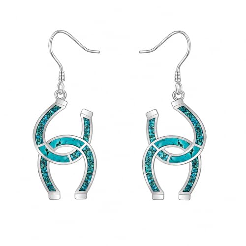 Cadeau pour cowgirl boucles d'oreilles turquoise en argent western