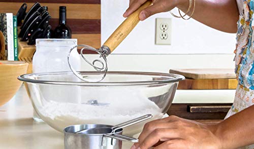 The Original Kitchen LARGE 13.5” Stainless Steel Dutch Style bread dough whisk for pastry pizza. alternatives to a blender, mixer or hook, Natural - Thumbnail 4