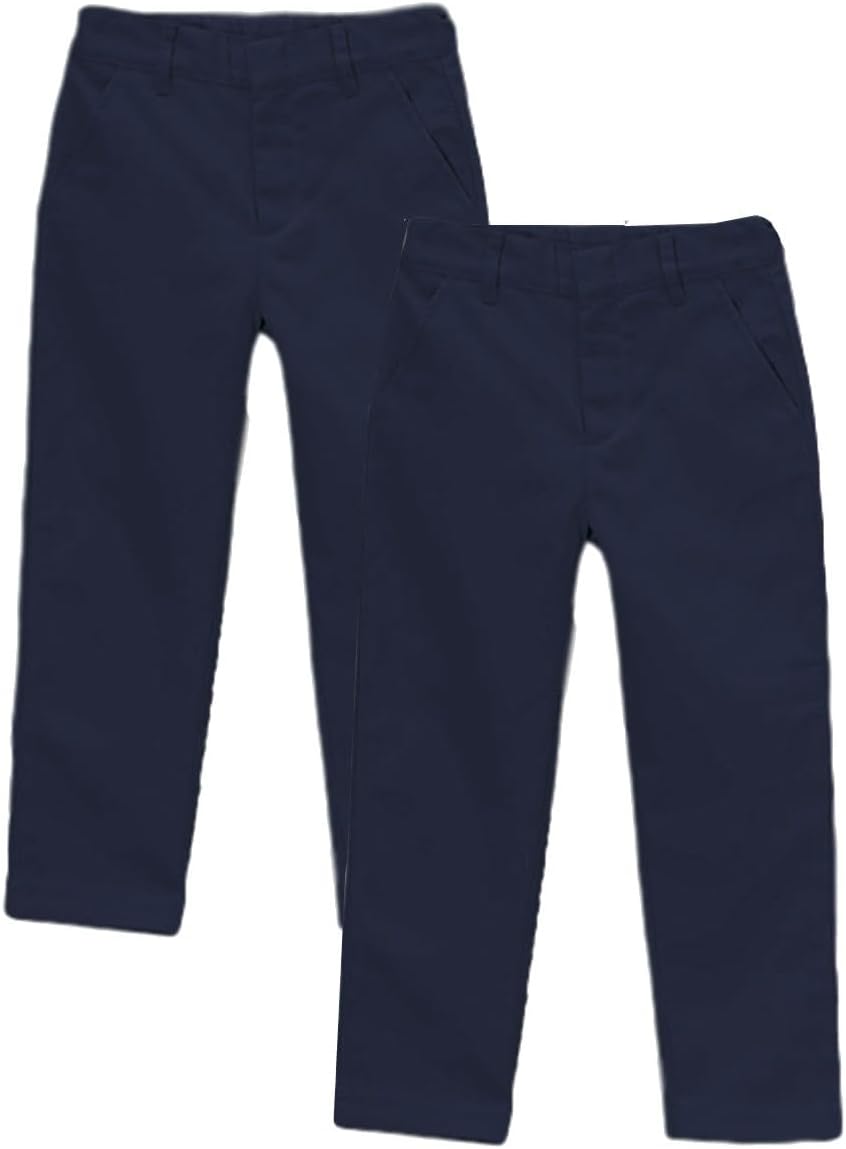 Boy's Uniform Twill Pants Flat Front Pants