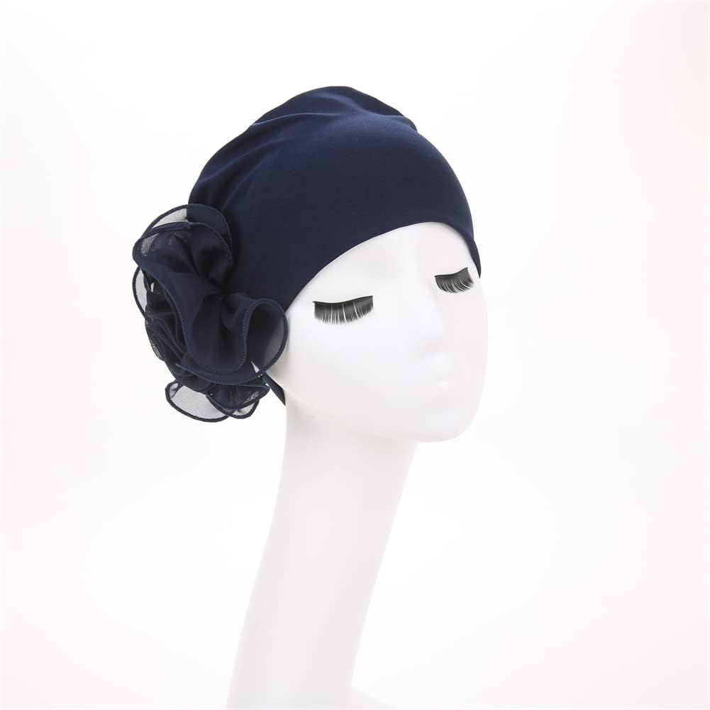 YYAOJHAO Chemo Turban Hats for Women - Elastic Flower Beanie Headwrap Caps Solid Color Grate for Cancer Hair Cover - Image 5