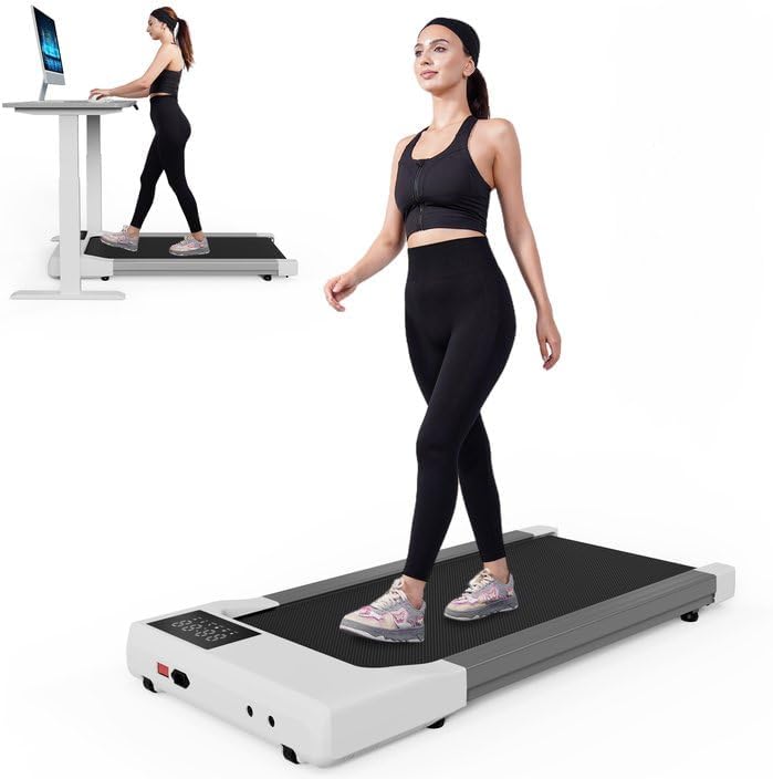 Walking Pad Treadmill, Under Desk Treadmill for Home Office,2 in 1 Treadmills for Home with Remote Control, Walking Jogging Machine in LED Display, No Assembly