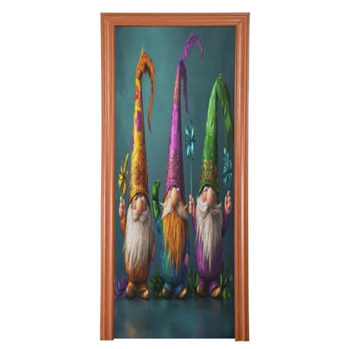 FLildon Mardi Gras Gnomes Carnival Door Cover Decoration, Party Accessory Porch Decor for Festive Ornament Room Door Covers 35 x 79 Inch