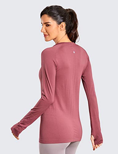 CRZ YOGA WCamisa de corrida esportiva sem costura feminina de mangas compridas esportivas respirável