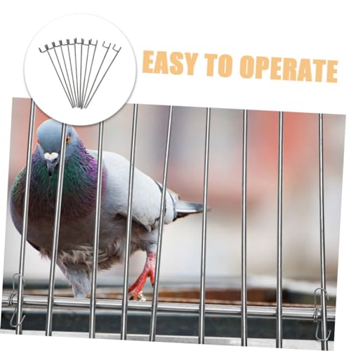 Barras de hierro para palomas y aves con trampilla unidireccional plateada para jaulas de cría 4