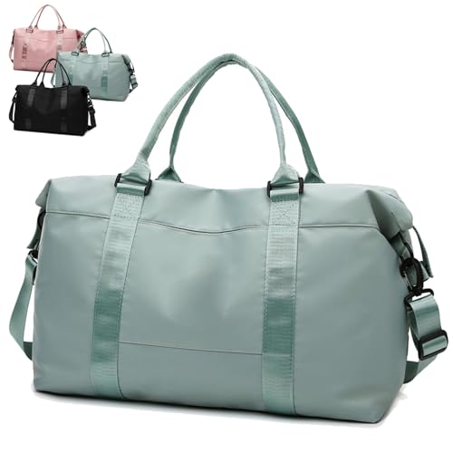 Popularate High-Capacity Double-Layer Wet Separation Travelling Bag,Travel Duffel Bag,Travel Duffle Bag,Waterproof Weekender Bag Carry On Tote Bags for Women (Green)
