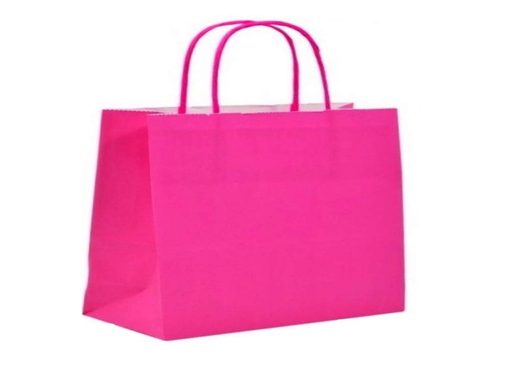 20 x Landscape Large Paper Party Gift Bags - Boutique Shop Bag - Select Colour (Hot Pink)