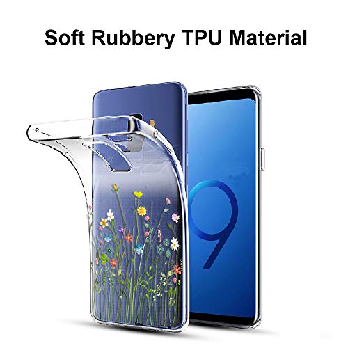 Unov Galaxy S9 Case Clear With Design Soft Tpu Shock Absorption Slim Embossed Floral Pattern Protective Back Cover For Galaxy S9 (Flower Bouquet) #TOP6