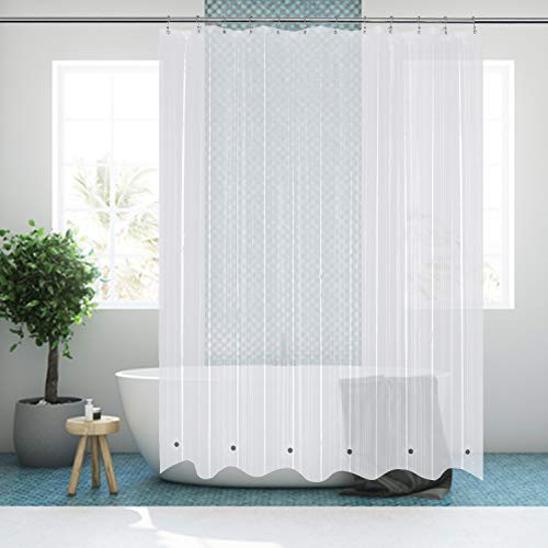 Image of Mrs Awesome 70x70 Shower Curtain Liner with 6 Magnets PEVA 8G Thick & Heavy Duty Plastic Shower Curtain for Bathroom, Waterproof,70 x 70 inches, Clear