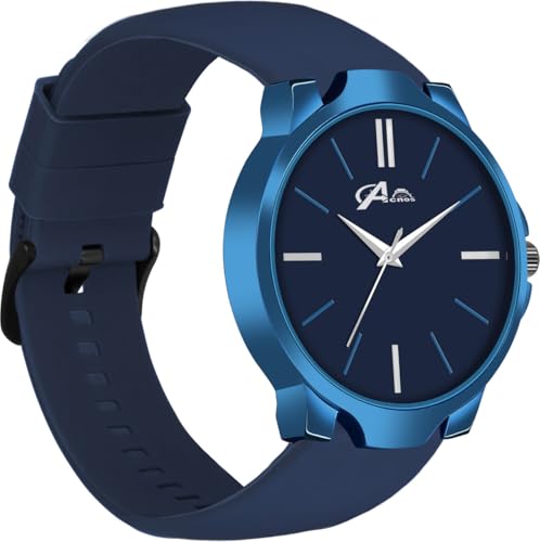 Image of Acnos Minimalist Slim Series | Smart Watch Strap | Smart Clip | Soft Silicon | Boys Analog Watch - for Men (Black /Blue /Brown)