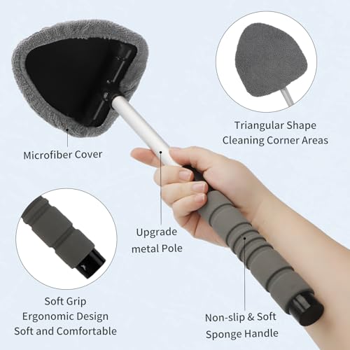 7-teiliges Autoscheiben-Reinigungsset, Fensterputzer mit 6 Mikrofasertüchern, Sprühflasche & Teleskopstiel für Auto, SUV, LKW & Zuhause