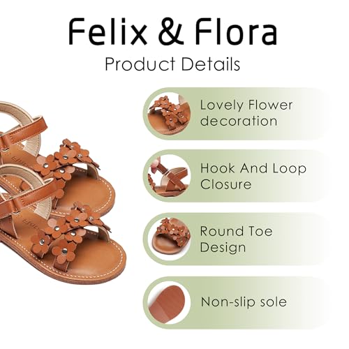 Image of Felix & Flora Toddler Girl Sandals -Flower Girl Dress Shoes Open Toe Little Kid Flats