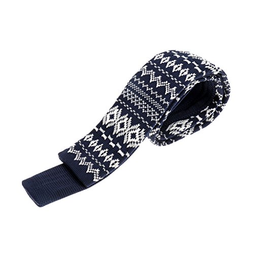 Fityle Moda Masculina Nova Malha Gravata Gravata Estreita Cravate Gravata Estreita - Azul e branco