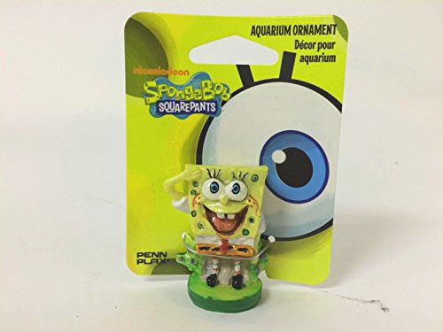Image of Penn-Plax Officially Licensed Spongebob Squarepants Aquarium Ornament - Spongebob (Mini /Small Size) - Perfect for Freshwater and Saltwater Tanks (Pack of 2)