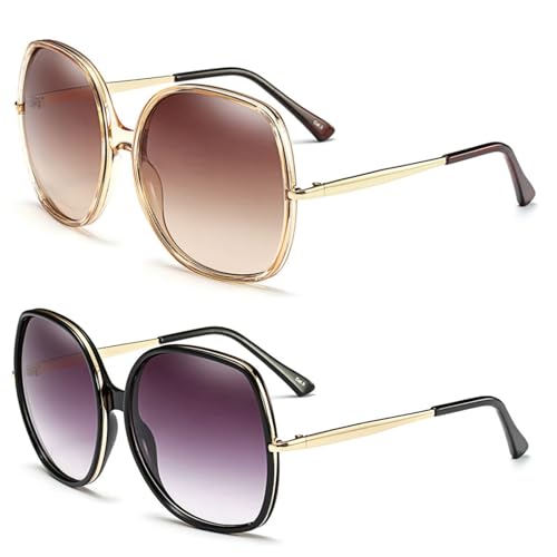 Image of Freckles Mark 70s Super Oversize Square Sunglasses for Women Vintage Rectangular Plastic Frame