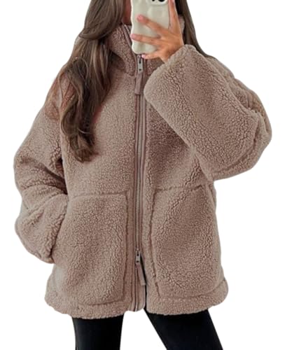 Chaqueta de forro polar mujer cremallera abrigo imitación piel sintética 2