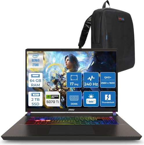 MSI Vector 17 Hx Aı A2XWHG-081TR Intel Core Ultra 9-275HX Aı 64GB 2tb SSD 12GB/RTX5070TI 140W 17 Inç 2k QHD+2560X1600 240Hz IPS Freedos Gaming Laptop ZW081TRF29+ZETTAÇANTA