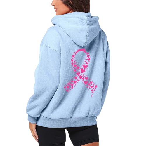 Sweat à capuche zippé Octobre Rose pour femme avec cordon - 3