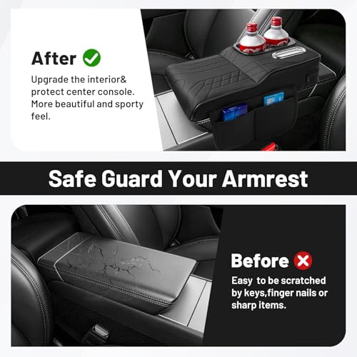 Autorder 4-in-1 Center Console Cover for Tesla Model Y/Model 3 2020-2026 Accessories Armrest Cushion with Multi-Purpose Storage Leather Middle Console Cover for Model Y Juniper/Model 3 Highland by Autorder - Used condition - Image 7