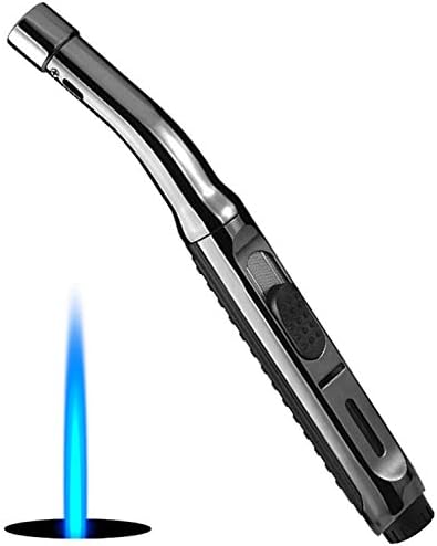 Candle Lighter,Refillable Long Jet Lighters with Visible Window, Windproof Gas Lighter Adjustable Jet Flame for BBQ, Stove, Kitchen Cooker, Hobs,Camping(Sold No Fuel)