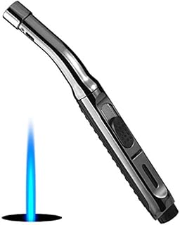 Candle Lighter,Refillable Long Jet Lighters with Visible Window, Windproof Gas Lighter Adjustable Jet Flame for BBQ, Stove, Kitchen Cooker, Hobs,Camping(Sold No Fuel)
