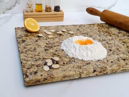 LOANE - Tabla Cortar Cocina - Tabla para Repostería y Amasar, Protector de Encimera, Antibacterial, Fácil de Limpiar, Resistente al Calor y Arañazos, Material Granito Natural (Amarillo Venecia)