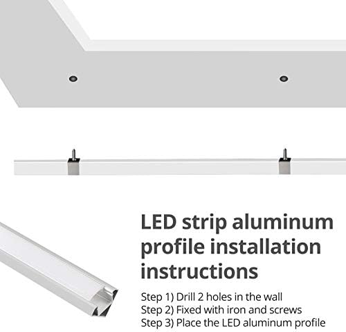 CAMWAY 5Pack LED Profile V-Shape Led Profile Aluminium 1m/3.3ft LED Channel and Diffuser for 12 mm LED Strip Light with Milky White Cover for Cabinet Bathroom Bar
