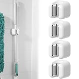 WUBAYI Paquete de 4 soportes de pared – Soporte de pared resistente para fregonas, escobas y herramientas, soporte de montaje en pared para cocina, baño, garaje y jardín