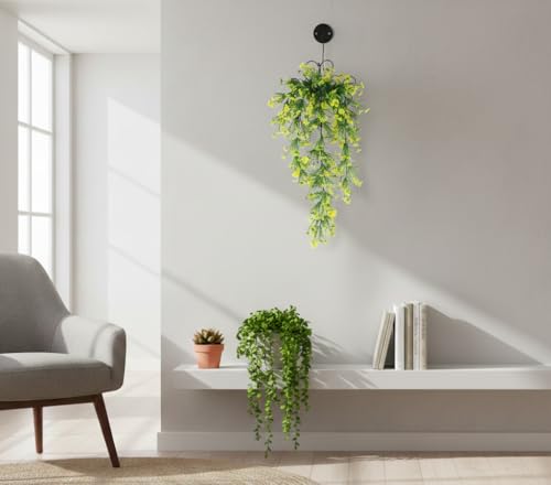 Image of Foliyaj Artificial Yellow Daisy Flower Leaf Vine | Decoration Items for Living Room | Creeper for Wall Decor | Contents (Creeper of Length 70 cm + 1 Metal Wall Stand)