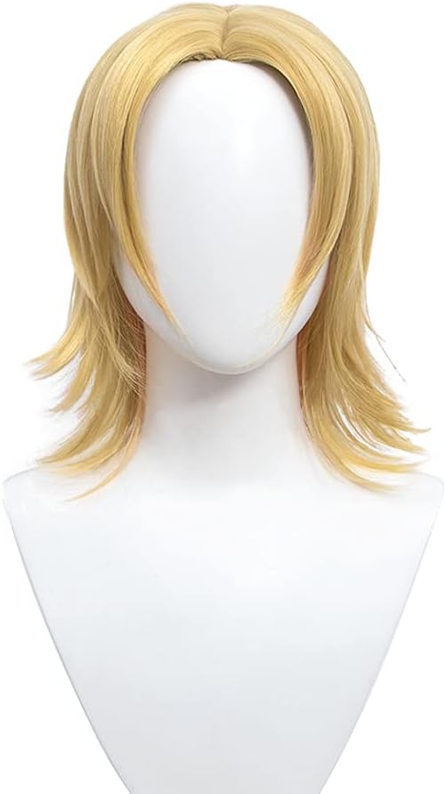 Yellow middle parted short hair Cosplay Anime Wig Costume Character Wig