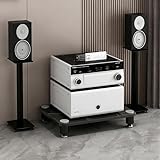 Design robuste et stable : ce support audio pour lecteurs CD dispose de piliers laqués au carbone et de panneaux renforcés pour une meilleure stabilité. Ses pieds antidérapants et anti-rayures protègent vos sols et absorbent efficacement les vibrations, minimisant les interférences. Idéale pour maintenir la clarté audio, cette tour de rack audio est un complément parfait à votre configuration de divertissement à domicile.