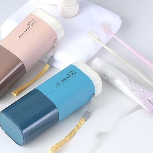 Image of Shopiable Store Travel Toothbrush Case Multifunctional Toothpaste Container Portable Business Trips Wash Cup Holder Organizer Towel Storage Box for Traveling, Camping, Business Trip School (Pattern 2)