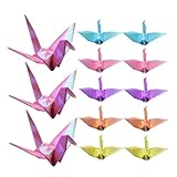 LALADEFIEE 50 Stück Origami Kraniche 10cm Handgefaltet Mehrfarbig Fertige Papierdekoration für Hochzeit Valentinstag Geburtstagsfeier
