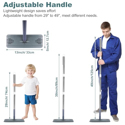 image for BIDFUL Flat Mop with 3 Pads, Microfiber Mops for Floor Cleaning Adjust