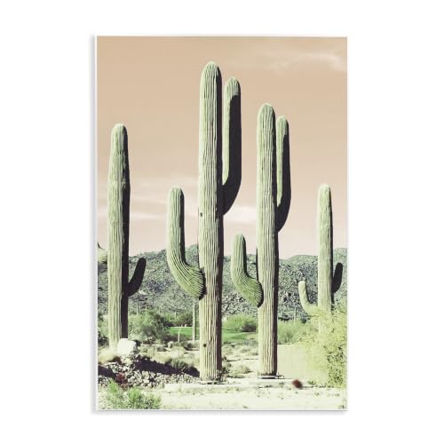 Towering Cactus Desert Nature, 13 x 19 Inch Mounted Print on Wall Plaque