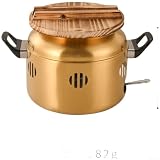 Restaurante comercial dorado del pote Shabu Shabu del tambor del acero inoxidable del estilo coreano (oro con la tapa)