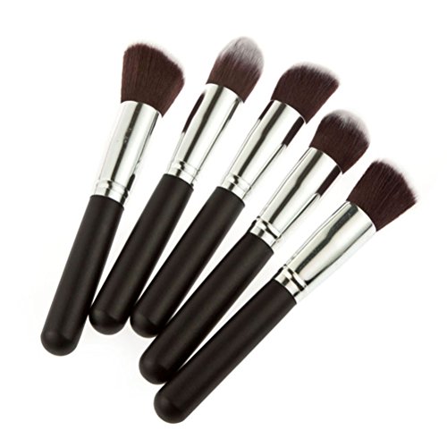 Frcolor Conjunto de Pincéis de Maquiagem, 10 peças Kabuki (Preto + Prata)