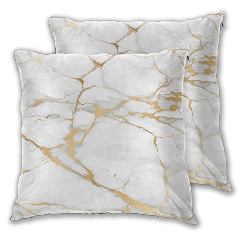 Perinsto White Marble Texture Throw Pillow Covers Set Of 2 Decorative Pillowcases Soft Cushion Covers For Sofa Couch Bed Home Decor, 18"X18" #TOP7