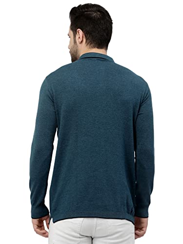 Image of Kalt Mens Basic Solid Full Sleeves Polo Cotton Blend Knitted Regular Fit Polo-Neck T-Shirts with Collar Stylish