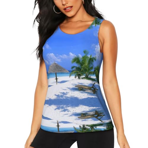 Camiseta de entrenamiento mujer con espalda cruzada y camiseta sin mangas activa deportiva playa