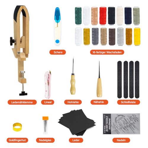 FASTTOBUY Outil de couture réglable pour poney en cuir - Outil amélioré réglable - Système de laçage pour maintenir le cuir lors de la couture du cuir (pince en bois pliable) – vue 9