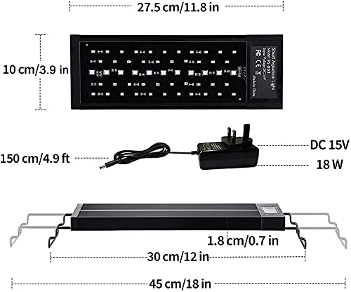Amzbd Aquarium Lights, Led Aquariums Lights With Full Spectrum Adjustable 7 Colors,Programmable,Waterproof,Timer&Diy Mode For Freshwater Fish Tank Or Plants Tank,Extendable Brackets (12-18 Inch) #TOP5
