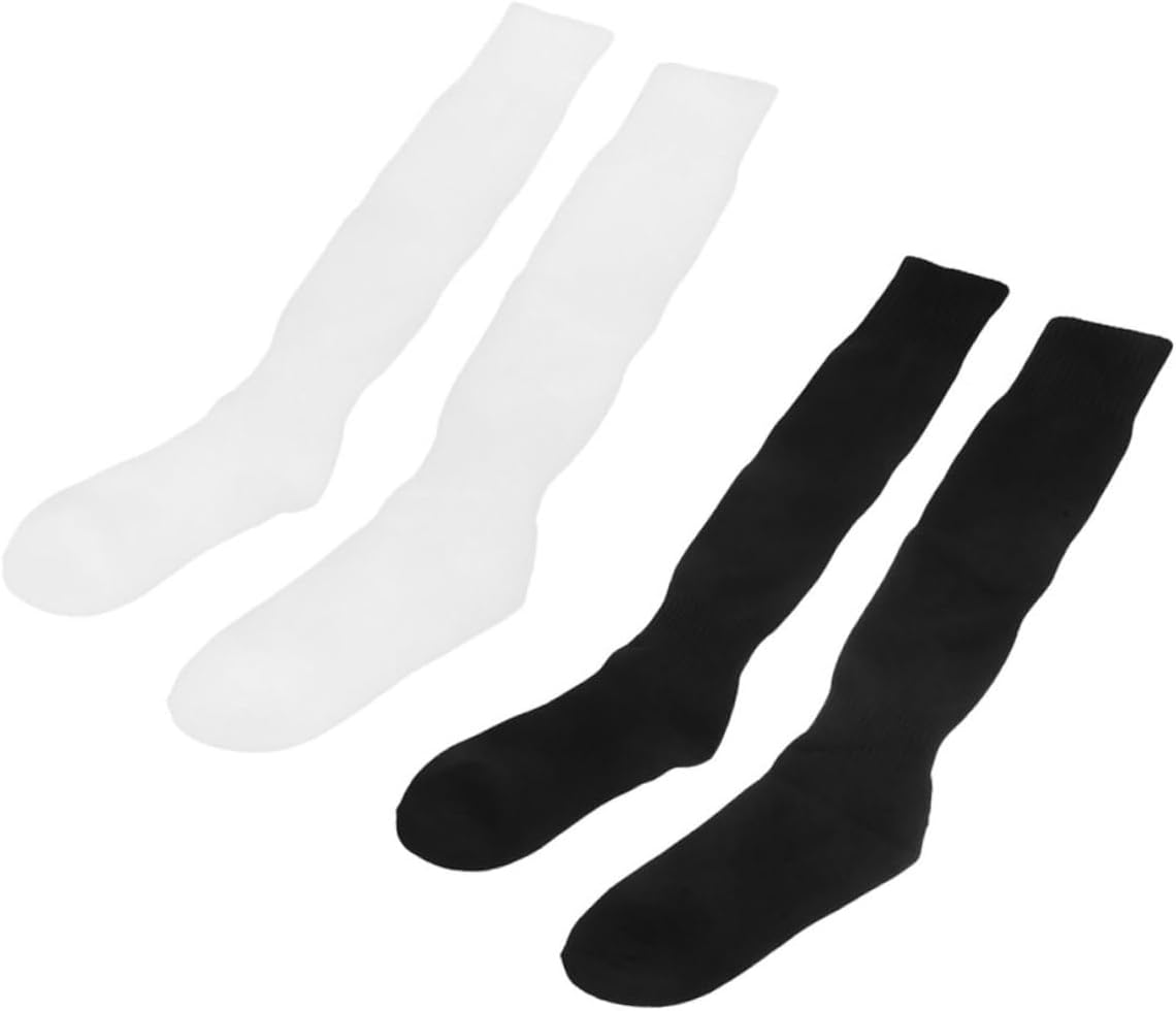 SUPVOX 2pairs Youth Sports Socks for Boys and Girls Comfortable Football Stockings Thick Towel Bottom for Soccer Baseball and Outdoor Activities Black White