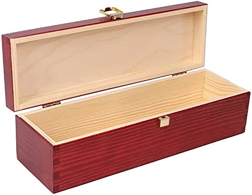 Creative Deco Red Wooden Wine Box Gift Storage | 1 Bottle | 35.1 x 11 x 10 cm | Wood Holder Lacquer | Perfect Luxury Box for Christmas, Birthday, Wedding, Valentines Day, Anniversary