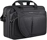 KROSER Sac à ordinateur portable extensible mallette légère pour 17.3" Sac de travail d'entreprise Laptop Premium Sac de messagerie hydrofuge avec RFID Poches pour les voyages/femmes/hommes-noirs