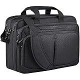 KROSER Laptop Bag Expandable Lightweight Briefcase for 17.3' Laptop Premium Business Work Bag Water-Repellent Messenger Bag for Travel/Women/Men-Black