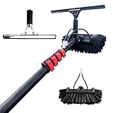 Außenreinigungsbürsten-Set mit Verlängerungsstange, hohe Reichweite, Fensterreinigungswerkzeuge, Rakel und Bürste für einfache Außenreinigung und Dachrinnenwartung