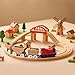 Lucachoo Paintable Cork Train Toy Set for Promoting Creativity and Learning (Ages 3+), Zero Plastic, Hypoallergenic, and Works with All Train Sets (Locomotive + Tender + Grain Car + Tank Car)