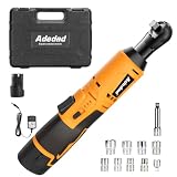 Adedad Cordless Ratchet Wrench Set, 3/8' 12V Battery Powered Ratcheting Wrench Tool Kit with Battery and Charger, Electric Ratchet,40Ft-lbs 400 RPM